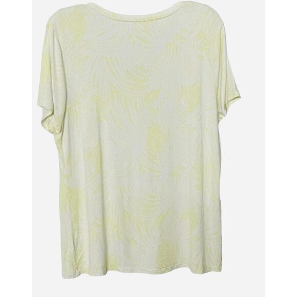APT. 9 ESSENTIALS SHORT SLEEVE T-SHIRT, WOMENS, XL, YELLOW & WHITE TIE DYE VNECK - Picture 4 of 8